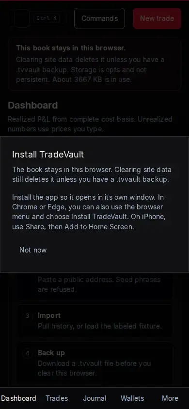 Install-as-app panel at a 390-pixel width.